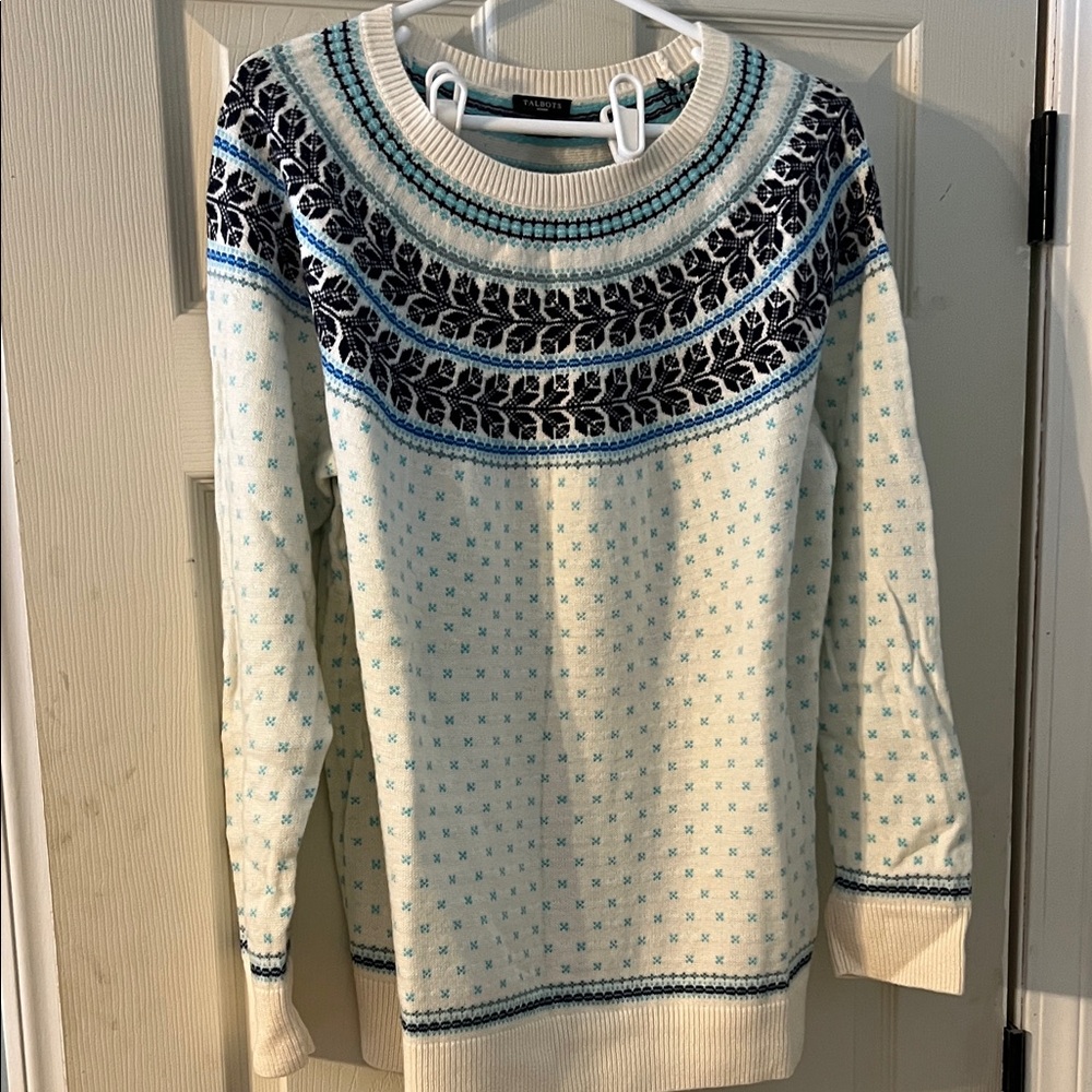 Women’s Talbots Cream and Blue Sweater